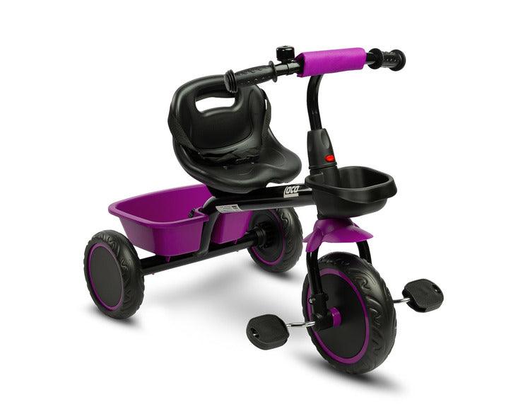 Loco tricycle from Toyz will make the time spent on a walk more enjoyable for children, and will also help them develop better motor coordination. Loco features a sturdy metal frame and impenetrable foam wheels. It is equipped with 2 capacious baskets that allow you to transport toys or other accessories useful for a walk.