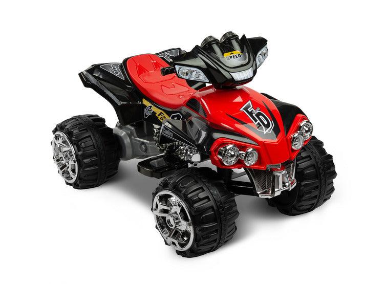 Cuatro was designed with the younger brothers and sisters in mind. Even a 3-year old can easily drive it! Every child will be amazed by the sporty looks of Cuatro, with its chrome wheels and engine. 2 powerful motors allow to ride the quad with a speed of 6 km/h forwards and backwards (up to 2 hours of fun on a single battery charging!). There are as many as 6 colors to choose from!