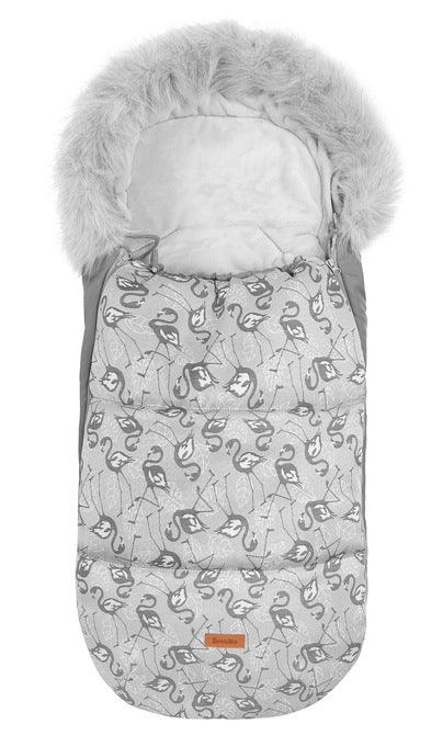 Olaf romper bag is perfect for walks in colder temperatures. It combines a waterproof, easy to keep clean outer layer and soft polar fleece on the inside. Thanks to a fluffy, anti-allergic non-woven fabric it provides effective protection and comfort of a baby. Stylish patterns make the bag exceptional, and artificial fur by the hood with the option of unfastening make it look unique. The romper bag fits pushchairs of any style. It can be used in prams, strollers, and for sledges.