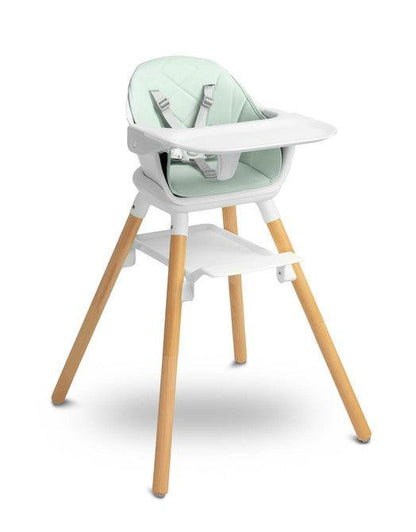 Bravo is a high chair that makes it easy for small children to sit together with adults. The elegant look and delicate colors will appeal not only to fans of Scandinavian design. Bravo can be used in many ways: with the function of a high chair, a low seat and a stool (high and low). It has two levels of footrest adjustment (16 cm and 24 cm) ensuring comfort for older children. During feeding, the profiled tray ensures that nothing will spill onto the floor.