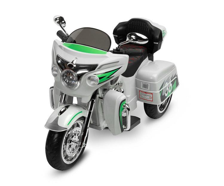 Riot is a unique three-wheeled motorcycle from Toyz, thanks to which children will be able to experience a motorcycle adventure. Just like a real motorcycle, the Riot has an easy-to-use handlebar throttle and brake pedal. Driving comfort is guaranteed by solid EVA foam wheels, a comfortable eco-leather seat and a multimedia panel with bluetooth. There is also a horn button in the multimedia panel, and a siren button in the police model.