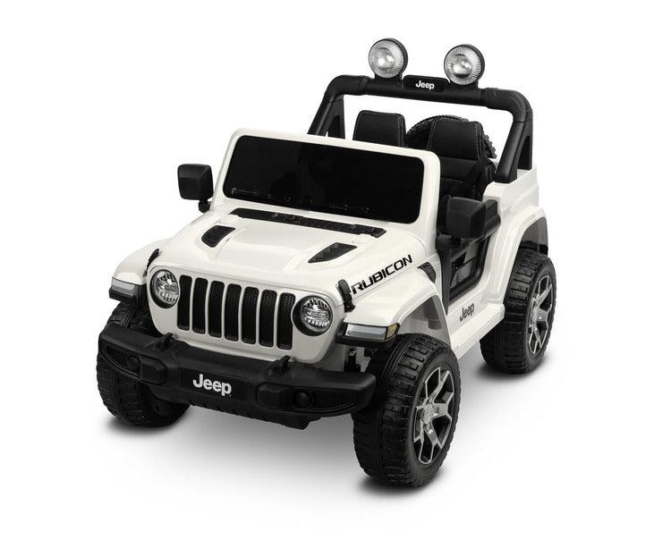 Jeep Rubicon is a battery vehicle, which is a licensed version of the well-known off-roader. The faithful reproduction of the Jeep's appearance will delight both small drivers and parents. Driving comfort is ensured by rear axle shock absorption and a seat with eco-leather upholstery. Easier off-road driving will be ensured by 4 motors driving 30-centimeter wheels made of EVA foam.