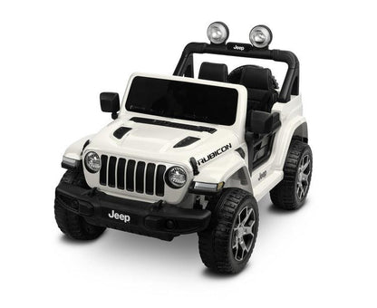 Jeep Rubicon is a battery vehicle, which is a licensed version of the well-known off-roader. The faithful reproduction of the Jeep's appearance will delight both small drivers and parents. Driving comfort is ensured by rear axle shock absorption and a seat with eco-leather upholstery. Easier off-road driving will be ensured by 4 motors driving 30-centimeter wheels made of EVA foam.