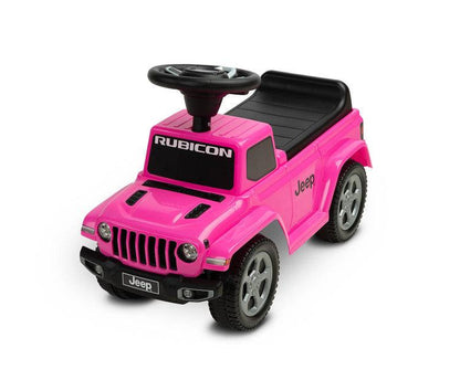 The Jeep Rubicon children's ride by Toyz combines off-road design and high quality workmanship. It will help in learning to move independently and will give a lot of fun while playing. The ride-on has a steering wheel with two sound-producing buttons. Under the seat there is a storage for toys.