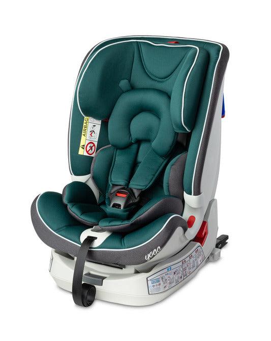 The Yoga car seat has been designed to accompany your child on journeys from birth to around 4 years. Weight categories 0-36 kg (groups 0+, I, II, III). It has 4 levels of seat inclination adjustment. The location of the center of gravity allows for a smooth and quick change of the seat inclination when the little traveler falls asleep. Yoga also has a TopTether belt and ISOFIX attachments that are released automatically using a lever mounted under the seat. 