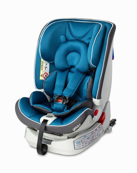 The Yoga car seat has been designed to accompany your child on journeys from birth to around 4 years. Weight categories 0-36 kg (groups 0+, I, II, III). It has 4 levels of seat inclination adjustment. The location of the center of gravity allows for a smooth and quick change of the seat inclination when the little traveler falls asleep. Yoga also has a TopTether belt and ISOFIX attachments that are released automatically using a lever mounted under the seat. 