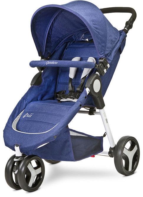 Frii stroller is a jogger-type buggy made for active parents. Three large wheels, high manouverability, compact chasis and double handle, all of these features help in conquering all paths and sidewalks. The Frii stroller can be easily adjusted to the parent's needs. The handle has a wide height setting range (75 to 105 cm!). The stroller folds in half without the need of removing the canopy or the bumper and the whole process boils down to pressing a button and pulling a strap. Easy and quick!