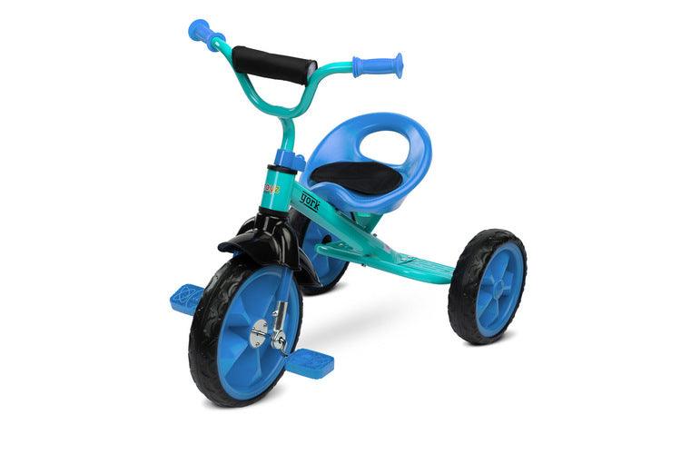 York is a perfect tricycle for parents who search for a first pedal-equipped bike for their child. It is lightweight, compact and easy to transport. York's biggest advantage though is the amount of fun it gives to the kids! What are you gaining?-  Great looks that encourage your child to play-  Small weight, the York tricycle is based on a light frame and is equipped with EVA foam wheels-  Longevity solid metal frame and high quality materials will endure many years of great fun.