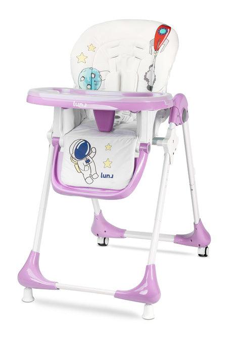 Luna features many advantages that parents will love. The chair is comfy, very easy to adjust to the baby's needs and the cheerful designs make every meal and enjoyable experience. Luna features and easy-to-clean upholstery and complies with all required safety norms. Large double and adjustable tray that will fit the whole meal. Safe use thanks to the steel frame. Unique looks large colorful designs are what babies like the most.</li>  <li>Aesthetical and sleek box for easy transportation and storing.