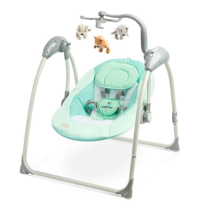 LOOP swing has been equipped with many modern solutions to help parents in everyday-care of their baby. Apart from melodies and five swinging speeds, the LOOP swing has an included remote controller. Additionally, LOOP has a voice recognition mode that switches the swing on when the baby starts crying.