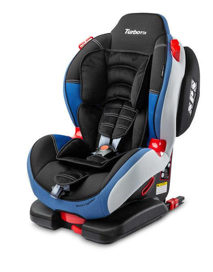 This seat is based on one of our most popular models Sport Turbo. It was upgraded with ISOFIX and TopTether fixings for even easier and safer installation. All other advantages of the Sport Turbo model have been retained – wide range of seat tilt adjustment, two-piece seat cushion and baby-friendly upholstery. Sport TurboFIX can be installed with the use of 3-point car belts. Car seat for children weight 9-36kg (groups I, II), forward facing installation with ISOFIX and TopTether anchors.