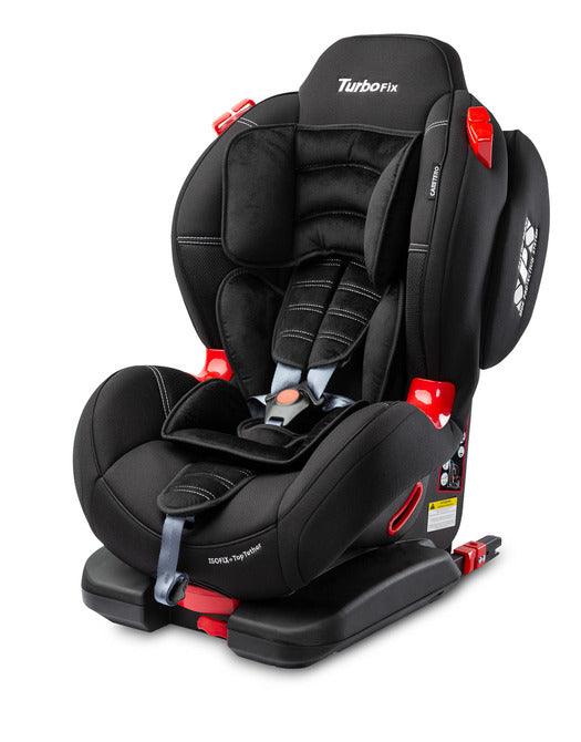 This seat is based on one of our most popular models Sport Turbo. It was upgraded with ISOFIX and TopTether fixings for even easier and safer installation. All other advantages of the Sport Turbo model have been retained – wide range of seat tilt adjustment, two-piece seat cushion and baby-friendly upholstery. Sport TurboFIX can be installed with the use of 3-point car belts. Car seat for children weight 9-36kg (groups I, II), forward facing installation with ISOFIX and TopTether anchors.