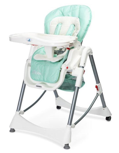 The Bistro highchair is like a small, neat and elegant restaurant for your baby in which he or she will enjoy each and every meal. It can also serve as a safe place to play and looks simply great!High chair suitable for children from 6 months up to 3-4 years old. Broad selection of elegant designs to fit the tastes of you and your baby. The chair has a unique feature which allows to lay the backrest flat, giving your child maximum comfort during resting. Soft cotton insert for even more cosiness. 