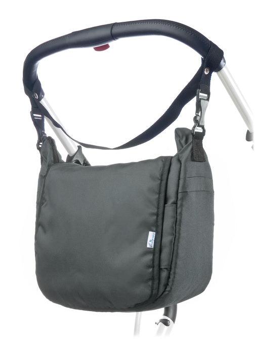 A capacious and solid mama bag made of safe materials. Multiple compartments, pockets and rubber bands help in organizing all accessories necessary during a stroll with your baby. The velcro-closed flap allows quick and easy access to the most important items. The included shoulder strap can be snapped onto the strollers handle for even more convenience.