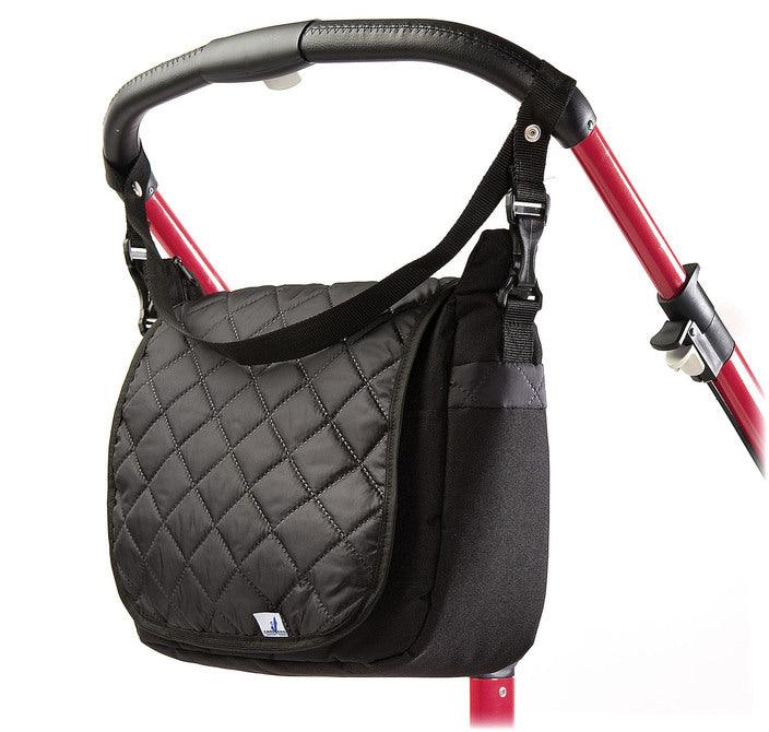 Quiltet top flap and sleek shape make this unique mama bag look extremely fashionable and fancy. It will be a great feature on the strollers handles or on the mothers shoulder. A smart system of pockets and separators allows a quick access to any accessories stored inside.