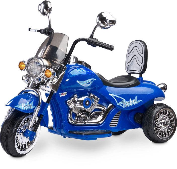 Rebel is a perfect choice for those little motorbike-lovers. This large ride-on-vehicle will accompany your child for many years of fun and adventure. Rebel is propelled with two electric motors (30 Watts total), supplied with a 7Ah battery.