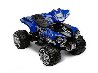 Cuatro was designed with the younger brothers and sisters in mind. Even a 3-year old can easily drive it! Every child will be amazed by the sporty looks of Cuatro, with its chrome wheels and engine. 2 powerful motors allow to ride the quad with a speed of 6 km/h forwards and backwards (up to 2 hours of fun on a single battery charging!). There are as many as 6 colors to choose from!