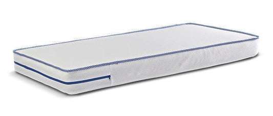 LATEX-FOAM MATTRESS 120x60 cm, a reversible mattress for the youngest. The latex mat is highly valued due to high degree of flexibility. It perfectly fits the natural curvatures of the body, ensuring proper support for the spine. Classical polyurethane foam provides proper hardness of the bed during the first months of the child's life. A delicate in touch, detachable case simplifies the maintenance. The mattress has a medical device certificate.