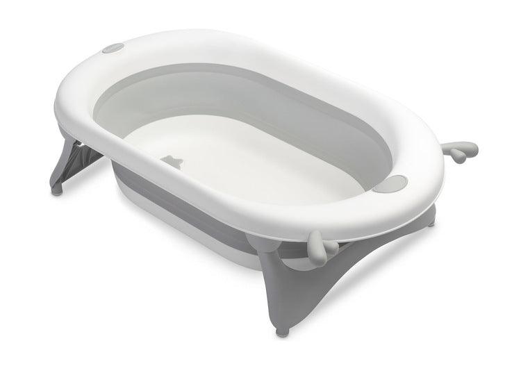 Foldable bathtub for small bathrooms and travels.It folds flat which makes it possible to save a lot of space in the apartment or a car.  The bathtub has a classic shape and is decorated with cute deer horns. It can be used from the first days of baby’s life until he/she is ready for a bath in a traditional bath tub. It is made of durable and skin-friendly material. Additionally, the legs of the bathtub are equipped with anti-slip pads which prevent sliding and a blockade against self-folding.